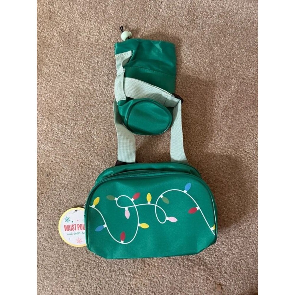 Christmas Green Fanny Pack With Drink Holder